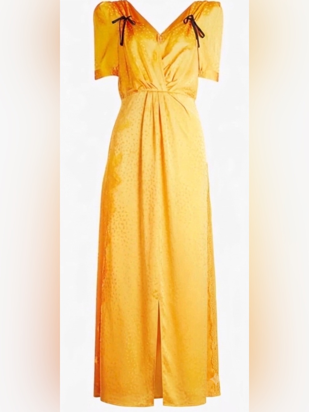 2019 Self-Portrait Collection Golden Yellow Maxi Dress with Bow Detail
